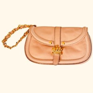 RARE Vintage Juicy Couture Leather Wristlet Gold Tone Chain